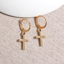 Load image into Gallery viewer, JUST FEEL New Tiny Hoop Earrings For Women Girl Gold Cartilage Hoop Earrings Jewelry Heart Cross Star Triangle Charm Earrings