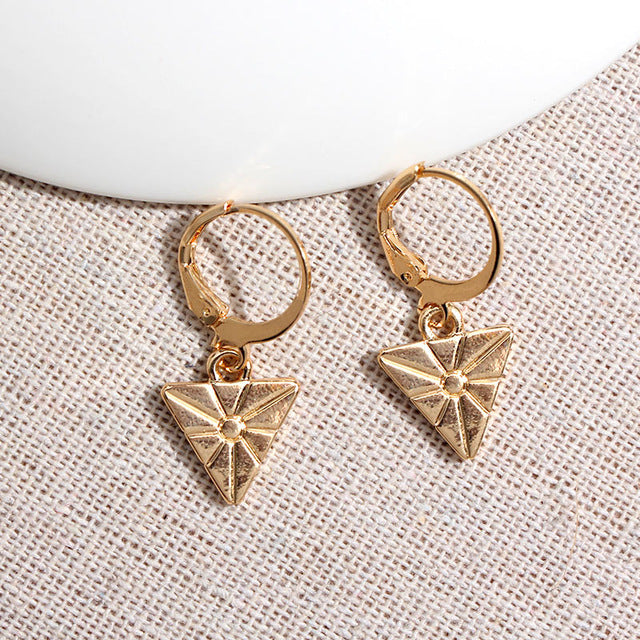 JUST FEEL New Tiny Hoop Earrings For Women Girl Gold Cartilage Hoop Earrings Jewelry Heart Cross Star Triangle Charm Earrings