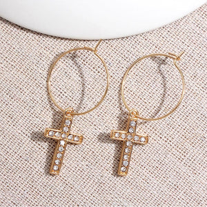 JUST FEEL New Tiny Hoop Earrings For Women Girl Gold Cartilage Hoop Earrings Jewelry Heart Cross Star Triangle Charm Earrings