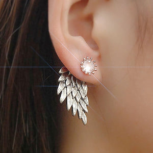 New Fashion Simulated Pearls Pendientes Bijoux Angel Wings Leaf Feather Flowers Stud Earrings For Women Wedding Jewelry Brincos