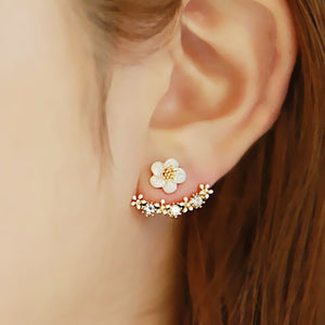 New Fashion Simulated Pearls Pendientes Bijoux Angel Wings Leaf Feather Flowers Stud Earrings For Women Wedding Jewelry Brincos